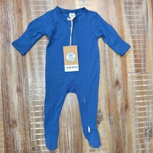 NWT Larkspur baby bamboo 2-way zipper footie zippy pajama Blue newborn sleeper